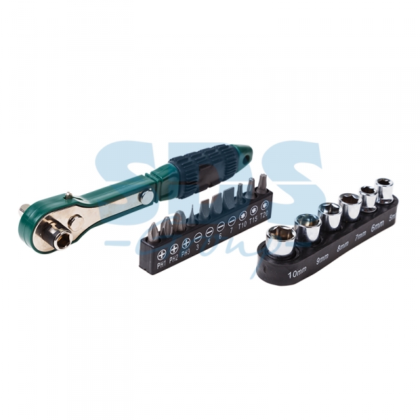 Набор головок и бит с ключом-трещоткой 17 предметов REXANT